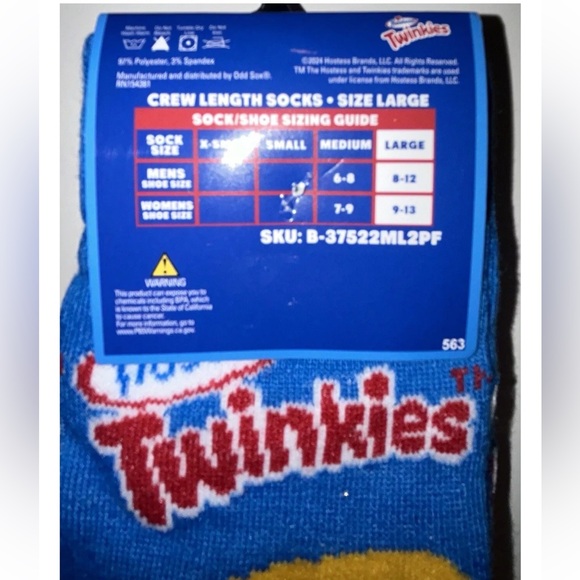 Twinkies Odd Sox Crew Socks 2 Pair Men 8-12 W 9-13 White Blue w Logo Cakes NEW! - Picture 4 of 9